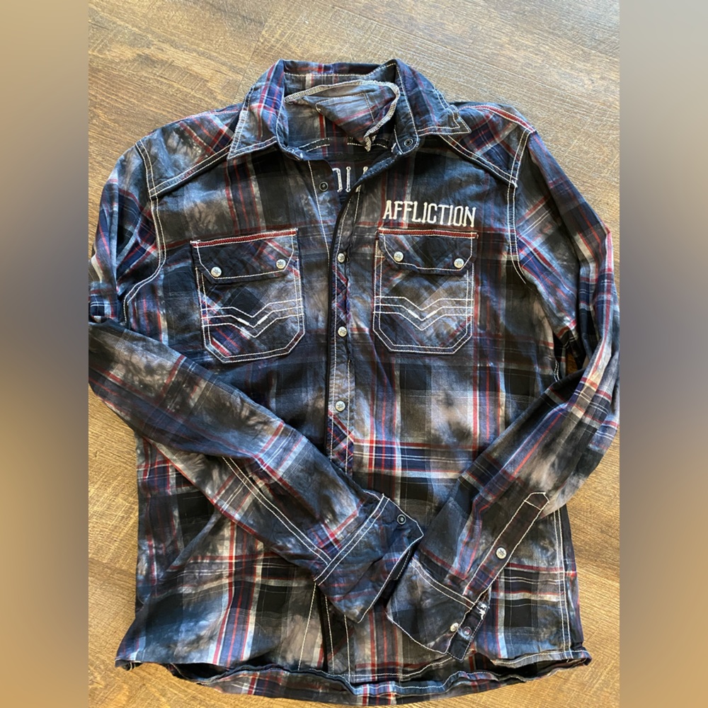Buckle x Affliction mens button down snap shirt NWOT large